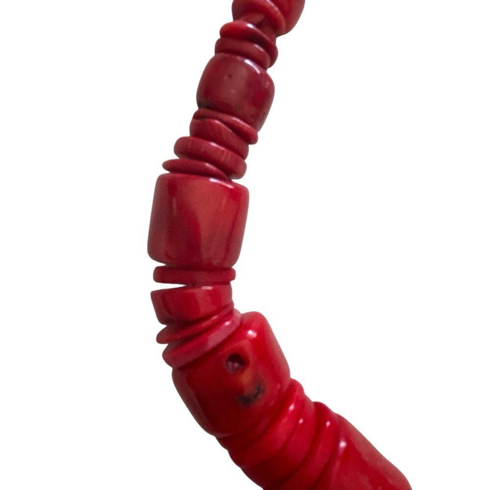 BEAUTIFUL DTR JAY KING SIGNED BIG CHUNKY RED BAMBOO CORAL & STERLING NECKLACE - Picture 6 of 8